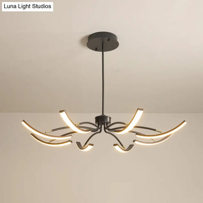 Minimalistic White Floral Chandelier LED Ceiling Light for Living Room