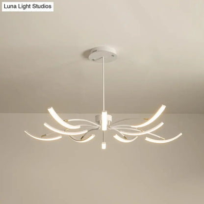 Minimalistic White Floral Chandelier LED Ceiling Light for Living Room