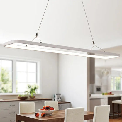 DecorBites™ Minimalistic White LED Pendant Light for Dining Room with Acrylic Shade - Rectangle Shape, Warm/White Light - Various Sizes Available