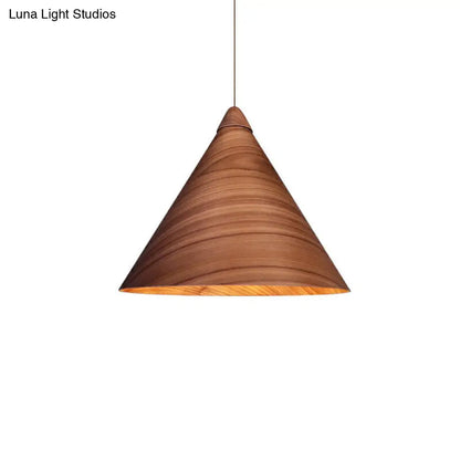 Minimalistic Wooden Pendant Light - Conical Design for Dining Room Suspension