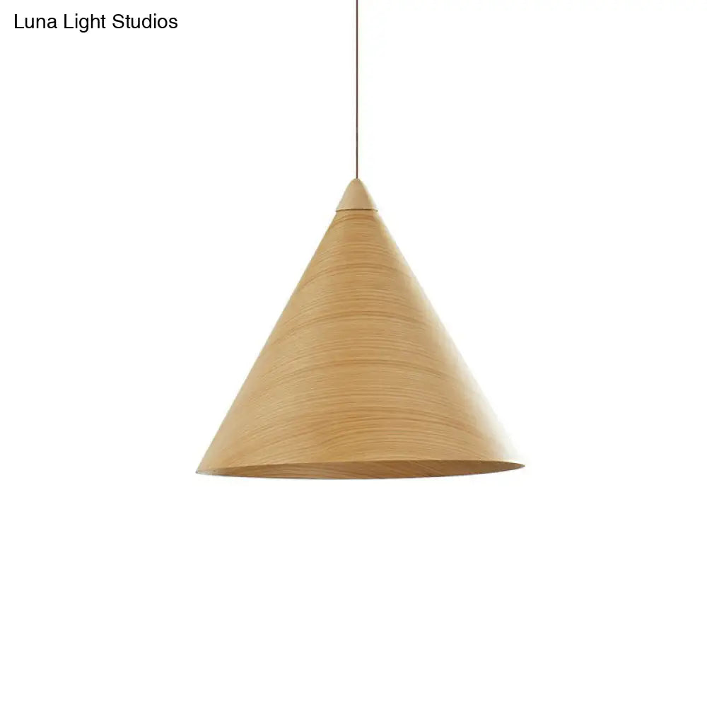 Minimalistic Wooden Pendant Light - Conical Design for Dining Room Suspension