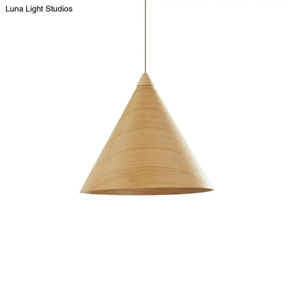 Minimalistic Wooden Pendant Light - Conical Design for Dining Room Suspension