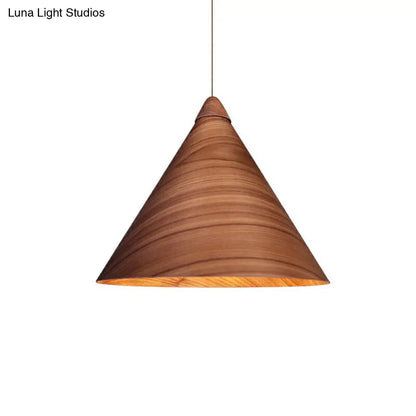 Minimalistic Wooden Pendant Light - Conical Design for Dining Room Suspension