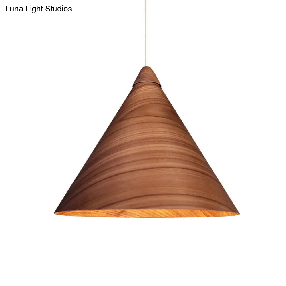 Minimalistic Wooden Pendant Light - Conical Design for Dining Room Suspension