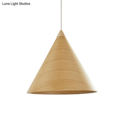 Minimalistic Wooden Pendant Light - Conical Design for Dining Room Suspension