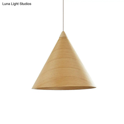 Minimalistic Wooden Pendant Light - Conical Design for Dining Room Suspension