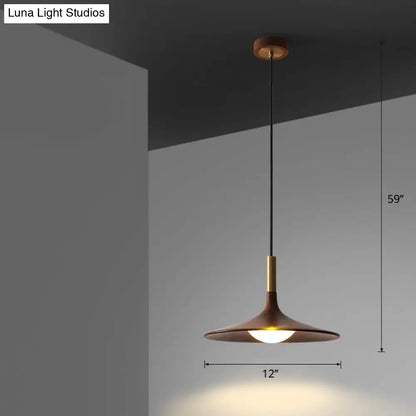 Minimalistic Wooden Trumpet Pendant Lamp with LED Suspension for Tea Room