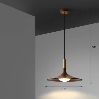 Minimalistic Wooden Trumpet Pendant Lamp with LED Suspension for Tea Room