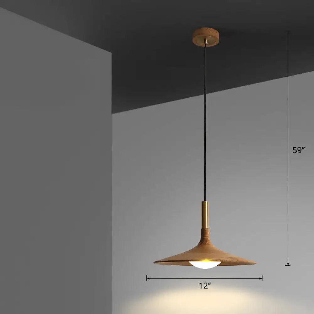 Minimalistic Wooden Trumpet Pendant Lamp with LED Suspension for Tea Room