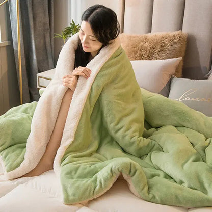 Cozy mint and cream flannel duvet cover fleece blanket with a soft textured surface from decorbites cozy dual