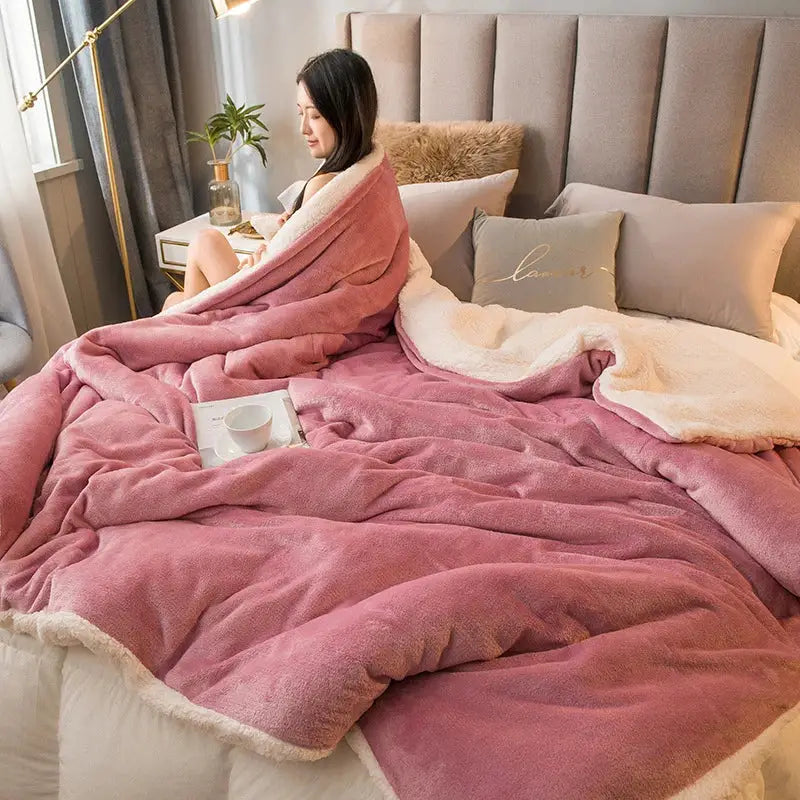Pink plush fleece blanket with soft white lining for mint cream flannel duvet cover decorbites cozy dual use