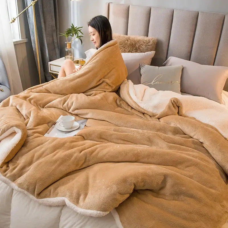 Warm plush tan throw blanket with soft white fleece lining for mint cream flannel duvet cover decorbites cozy dual