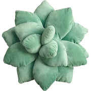 Mint green 3d succulent cactus pillow with velvet fabric and layered leaf design soft plush cushion for living room