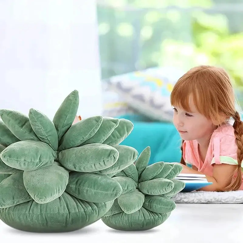 Plush mint green succulent cactus pillow with 3d design ideal as a living room decorative cushion
