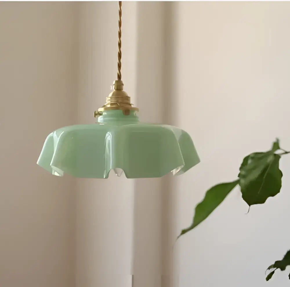 Delicate mint green fluted glass led wall lamp sconce with brass hardware for bedroom lighting