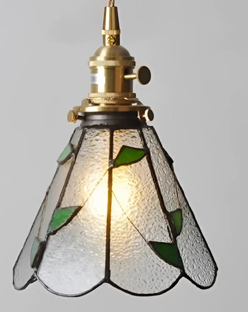 Mint green fluted glass led wall lamp sconce with brass fixture and frosted leaf motif shade for bedroom lighting wall lamp