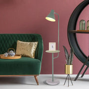 Decorbites™ macaron mint green floor lamp with metal shade, funnel shaped adjustable light and circular marble base