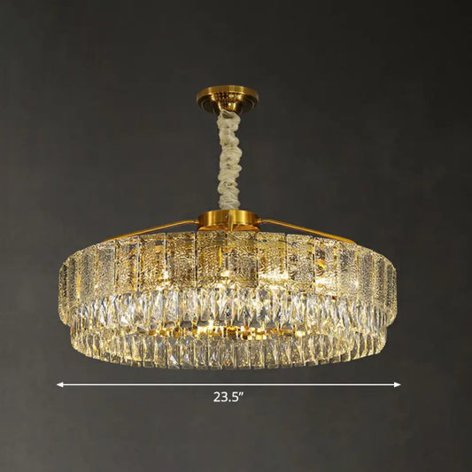 ModaLight™ Circular Chandelier: Elegant Light Tan K9 Crystal Lamp for Bedroom