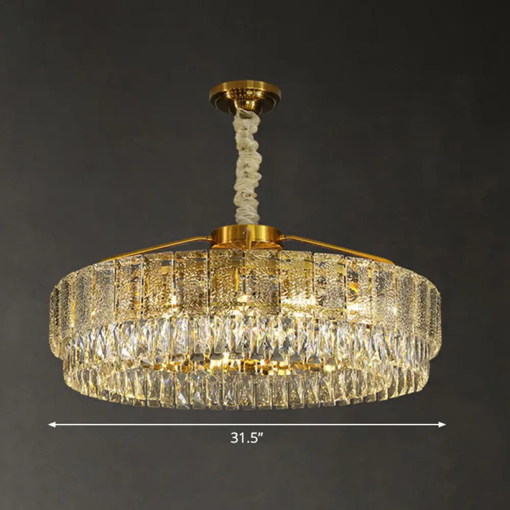 ModaLight™ Circular Chandelier: Elegant Light Tan K9 Crystal Lamp for Bedroom