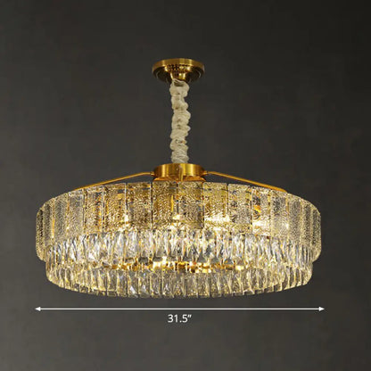 ModaLight™ Circular Chandelier: Elegant Light Tan K9 Crystal Lamp for Bedroom