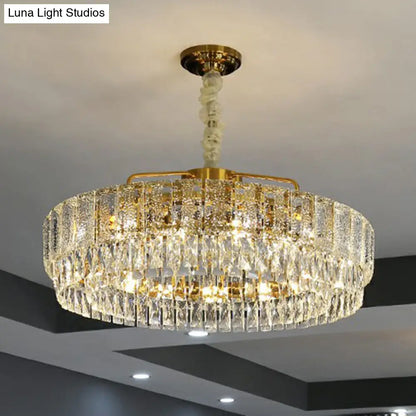 ModaLight™ Circular Chandelier: Elegant Light Tan K9 Crystal Lamp for Bedroom