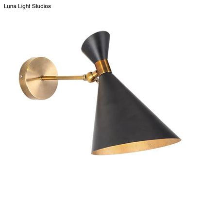 DecorBites™ DecorBites™ Modern 1-Head Restaurant Wall Sconce with Black/White Metal Shade