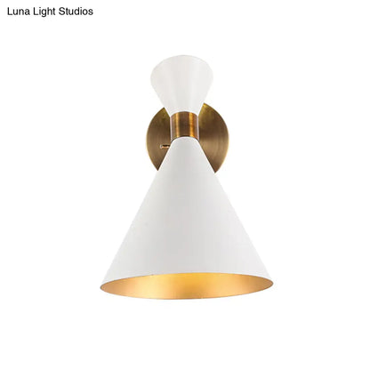 DecorBites™ DecorBites™ Modern 1-Head Restaurant Wall Sconce with Black/White Metal Shade