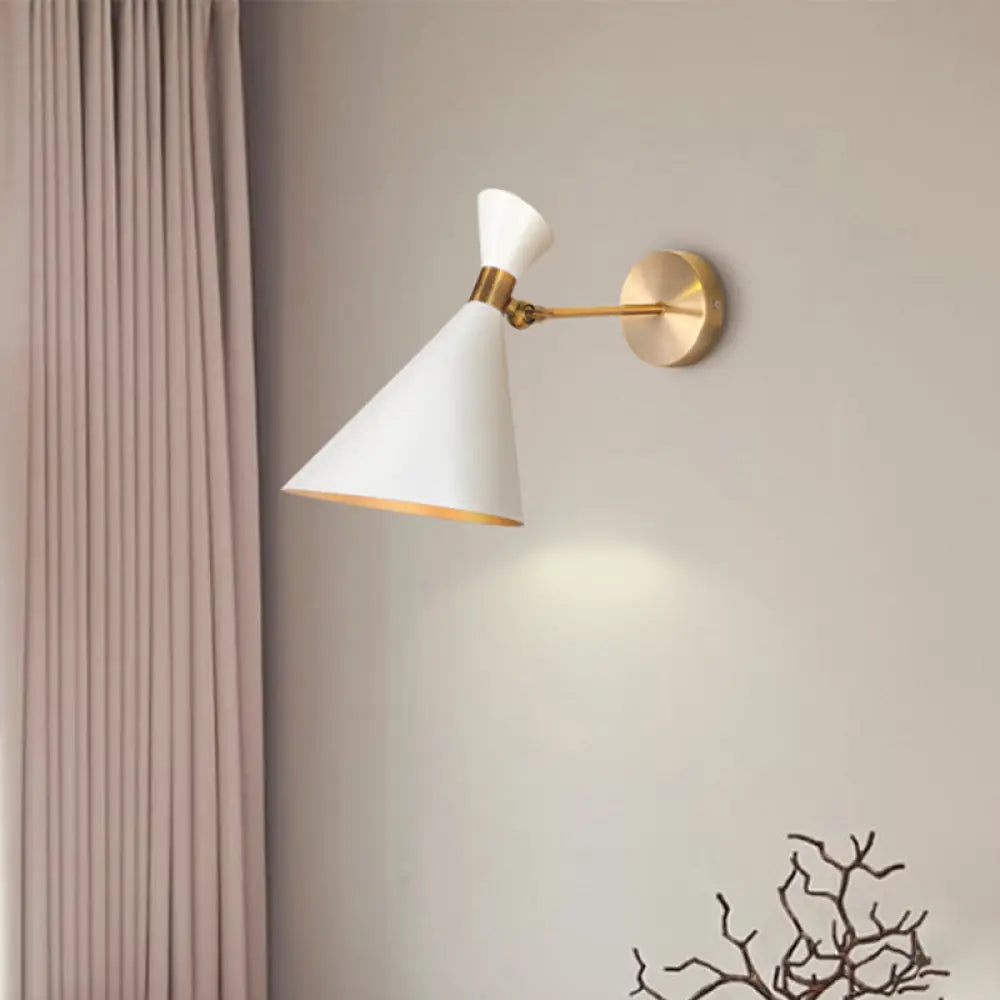DecorBites™ DecorBites™ Modern 1-Head Restaurant Wall Sconce with Black/White Metal Shade