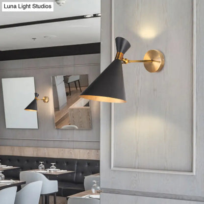 DecorBites™ DecorBites™ Modern 1-Head Restaurant Wall Sconce with Black/White Metal Shade