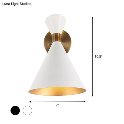 DecorBites™ DecorBites™ Modern 1-Head Restaurant Wall Sconce with Black/White Metal Shade