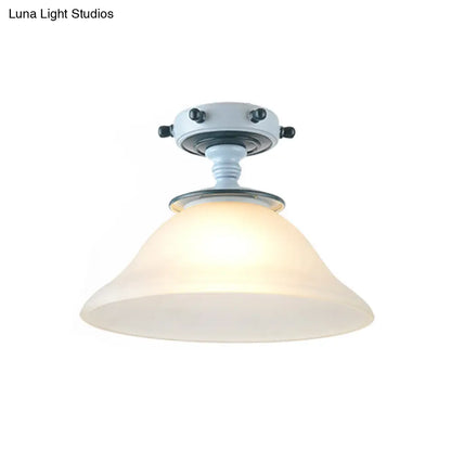 DecorBites™ DecorBites™ Modern 1-Light Black/Blue Mediterranean Semi Flush Mount Ceiling Light, Opaque Glass, Column/Flared Design, 6"/13" Width