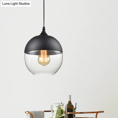 Modern 1-Light Drum/Cylinder/Jar Suspension Pendant – Clear/Yellow Glass – White/Black Fixture