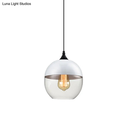 Modern 1-Light Drum/Cylinder/Jar Suspension Pendant – Clear/Yellow Glass – White/Black Fixture