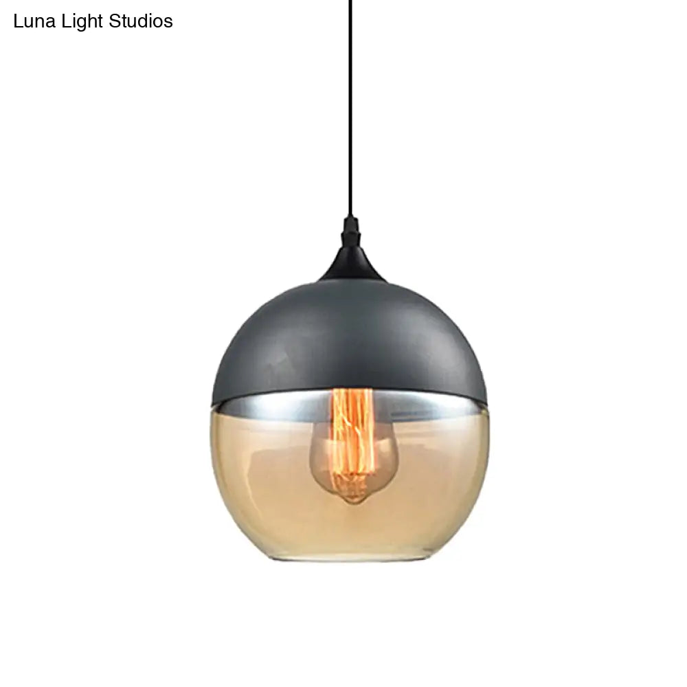 Modern 1-Light Drum/Cylinder/Jar Suspension Pendant – Clear/Yellow Glass – White/Black Fixture