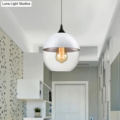 Modern 1-Light Drum/Cylinder/Jar Suspension Pendant – Clear/Yellow Glass – White/Black Fixture