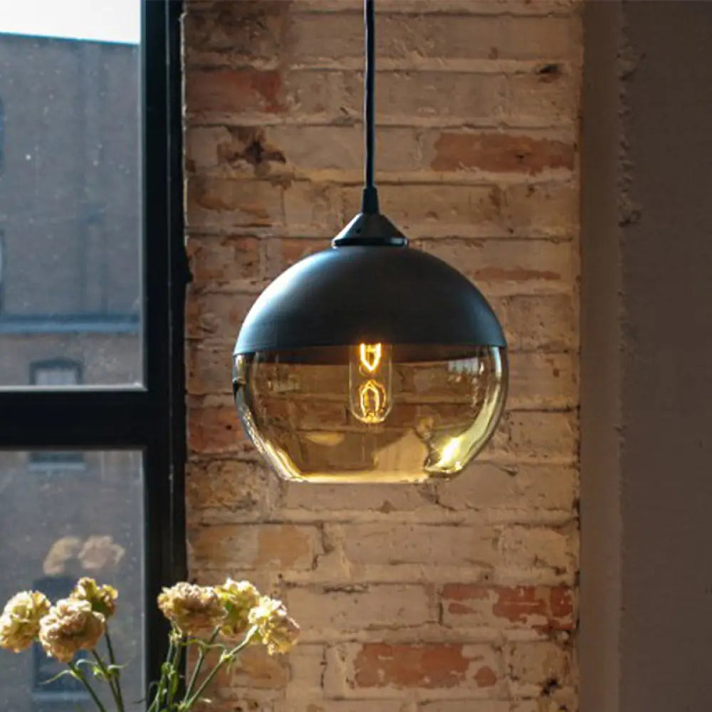 Modern 1-Light Drum/Cylinder/Jar Suspension Pendant – Clear/Yellow Glass – White/Black Fixture