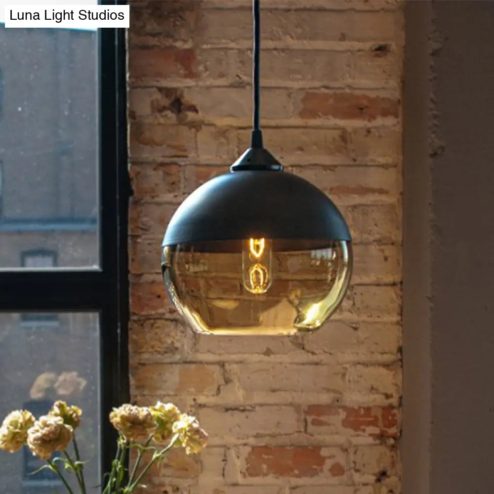 Modern 1-Light Drum/Cylinder/Jar Suspension Pendant – Clear/Yellow Glass – White/Black Fixture