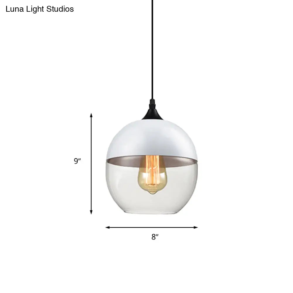 Modern 1-Light Drum/Cylinder/Jar Suspension Pendant – Clear/Yellow Glass – White/Black Fixture