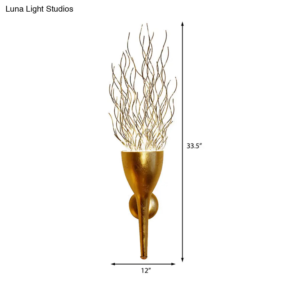 DecorBites™ DecorBites™ Modern 1-Light Gold Torch Wall Sconce for Stairway Lighting