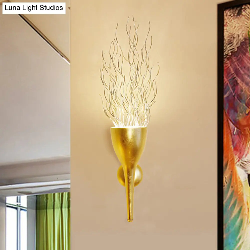 DecorBites™ DecorBites™ Modern 1-Light Gold Torch Wall Sconce for Stairway Lighting