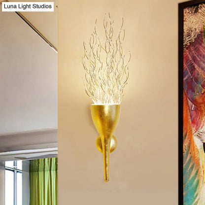 DecorBites™ DecorBites™ Modern 1-Light Gold Torch Wall Sconce for Stairway Lighting