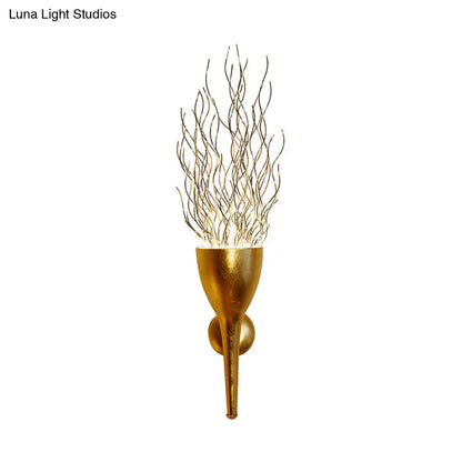 DecorBites™ DecorBites™ Modern 1-Light Gold Torch Wall Sconce for Stairway Lighting