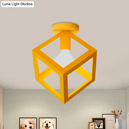 DecorBites™ DecorBites™ Modern 1-Light Square Ceiling Mounted Light with Wire Guard - Loft Style Semi-Flush Lighting for Bedroom