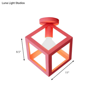 DecorBites™ DecorBites™ Modern 1-Light Square Ceiling Mounted Light with Wire Guard - Loft Style Semi-Flush Lighting for Bedroom