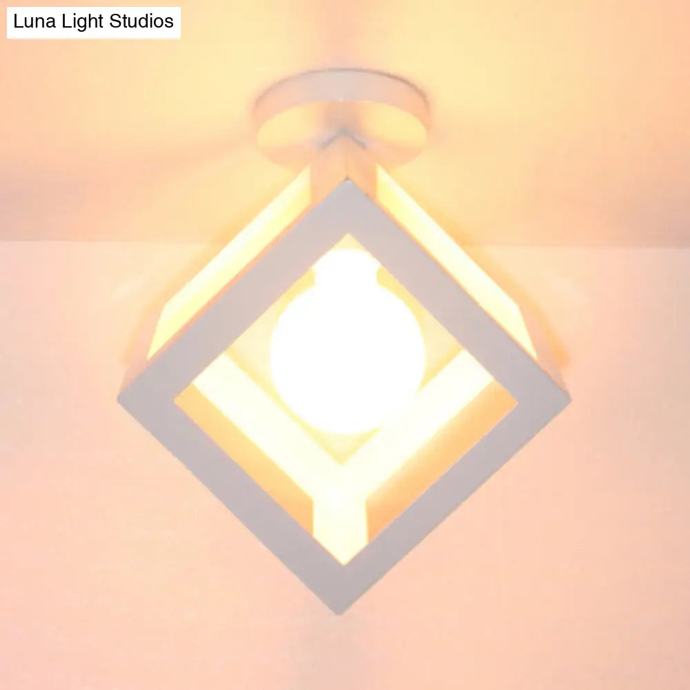 DecorBites™ DecorBites™ Modern 1-Light Square Ceiling Mounted Light with Wire Guard - Loft Style Semi-Flush Lighting for Bedroom