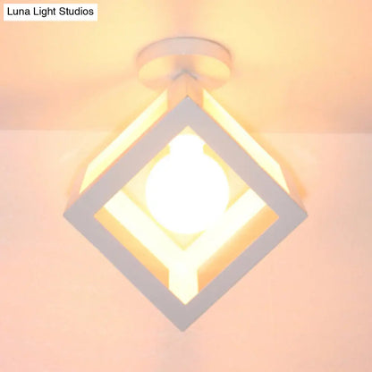 DecorBites™ DecorBites™ Modern 1-Light Square Ceiling Mounted Light with Wire Guard - Loft Style Semi-Flush Lighting for Bedroom