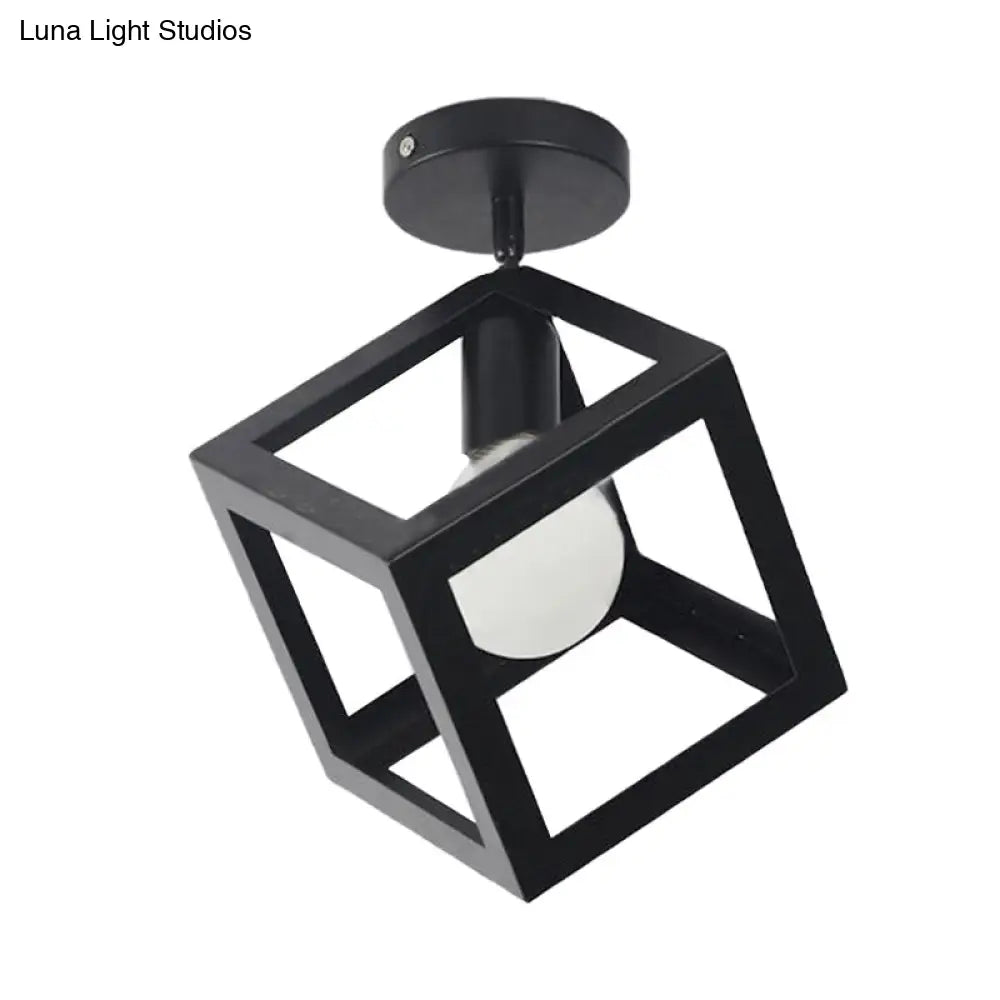 DecorBites™ DecorBites™ Modern 1-Light Square Ceiling Mounted Light with Wire Guard - Loft Style Semi-Flush Lighting for Bedroom