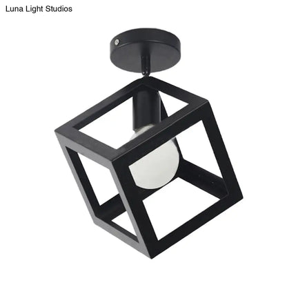 DecorBites™ DecorBites™ Modern 1-Light Square Ceiling Mounted Light with Wire Guard - Loft Style Semi-Flush Lighting for Bedroom