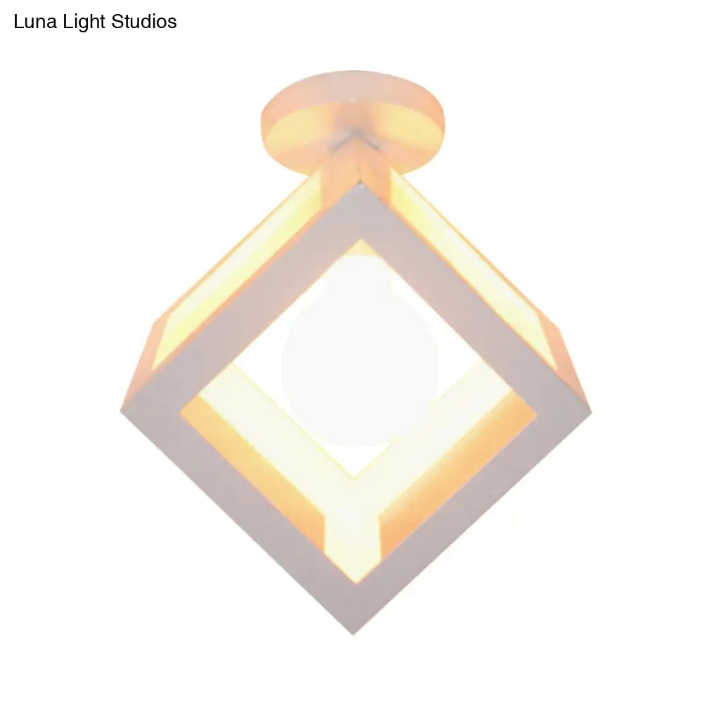 DecorBites™ DecorBites™ Modern 1-Light Square Ceiling Mounted Light with Wire Guard - Loft Style Semi-Flush Lighting for Bedroom