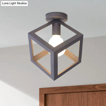 DecorBites™ DecorBites™ Modern 1-Light Square Ceiling Mounted Light with Wire Guard - Loft Style Semi-Flush Lighting for Bedroom